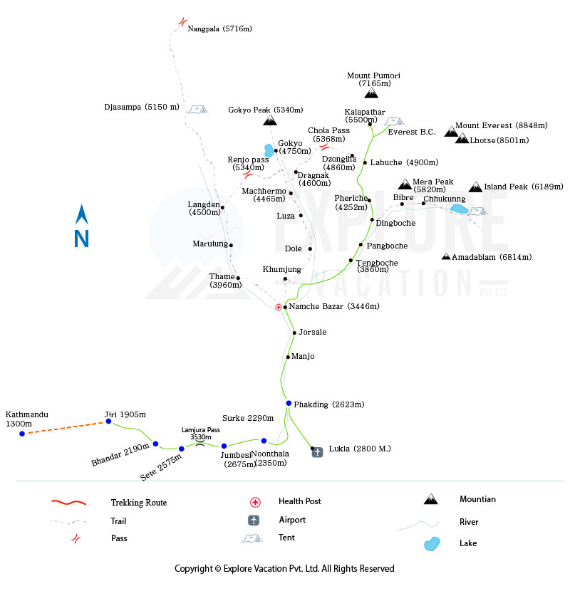 Jiri To Everest Base Camp Trek map